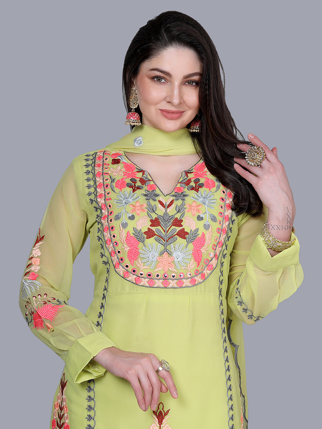 Kurti Palazzo Set With Dupatta