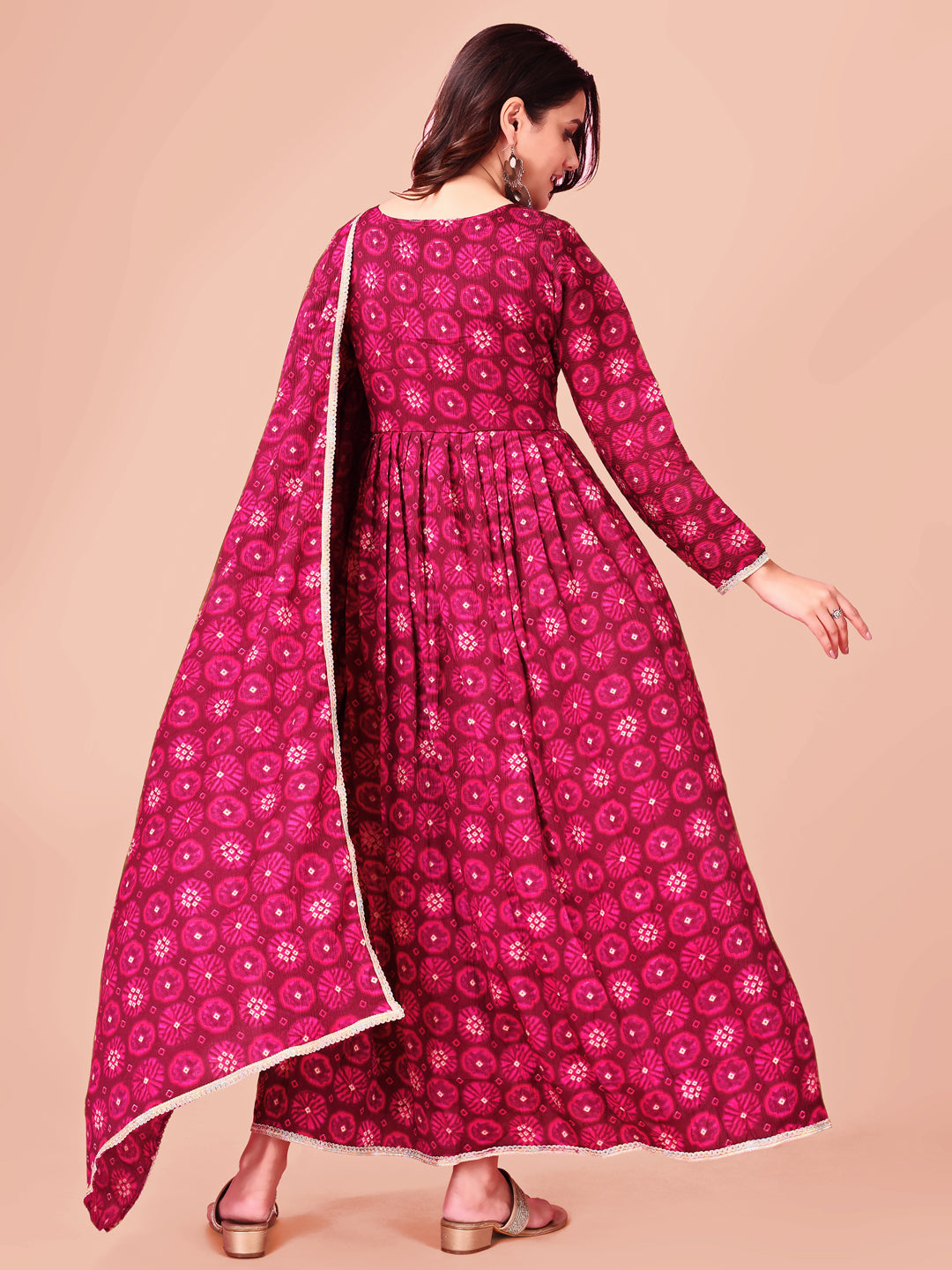 Woman angrakha cut  printed kurti- dupatta