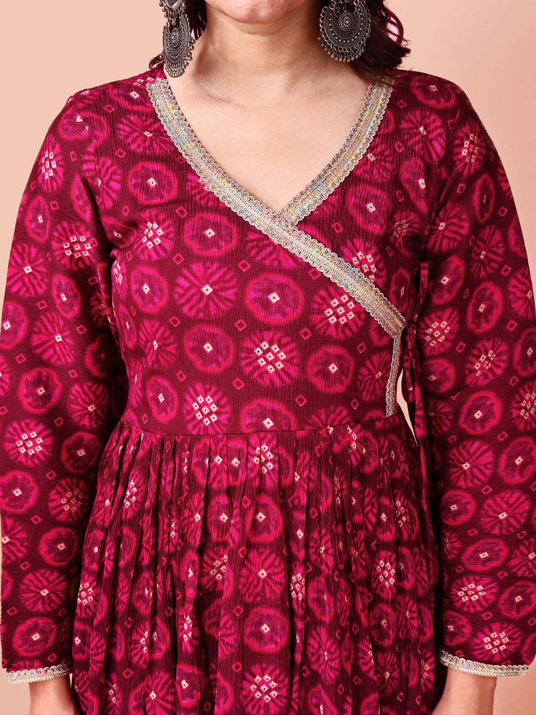 Woman angrakha cut  printed kurti- dupatta