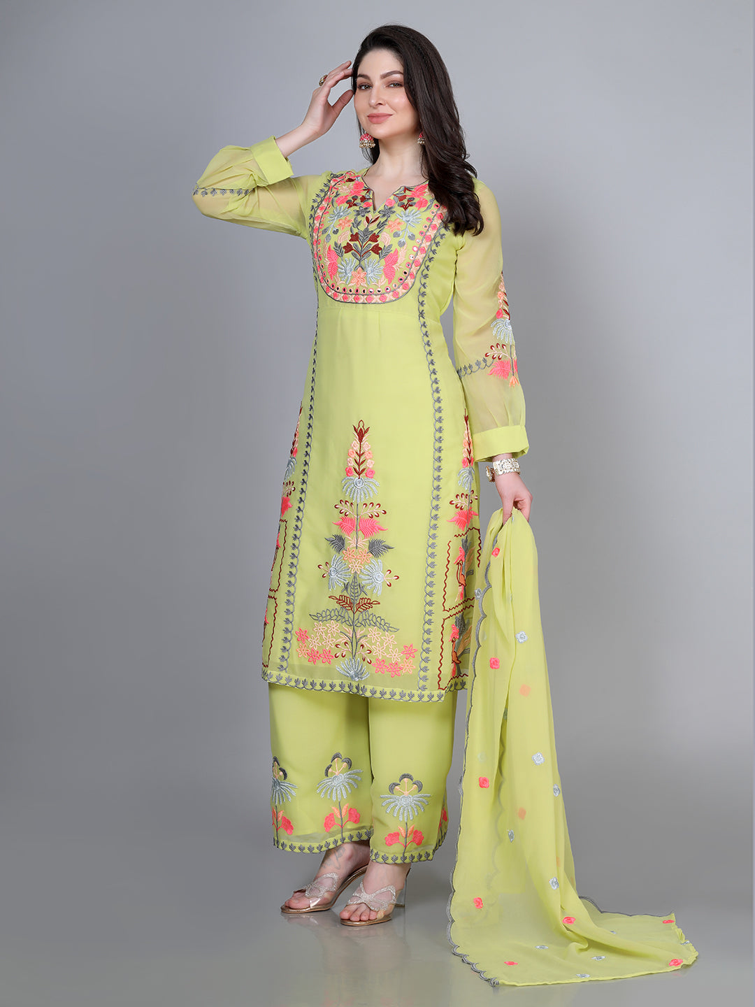 Laxis Printed Kurta Palazzo Set with Dupatta Set