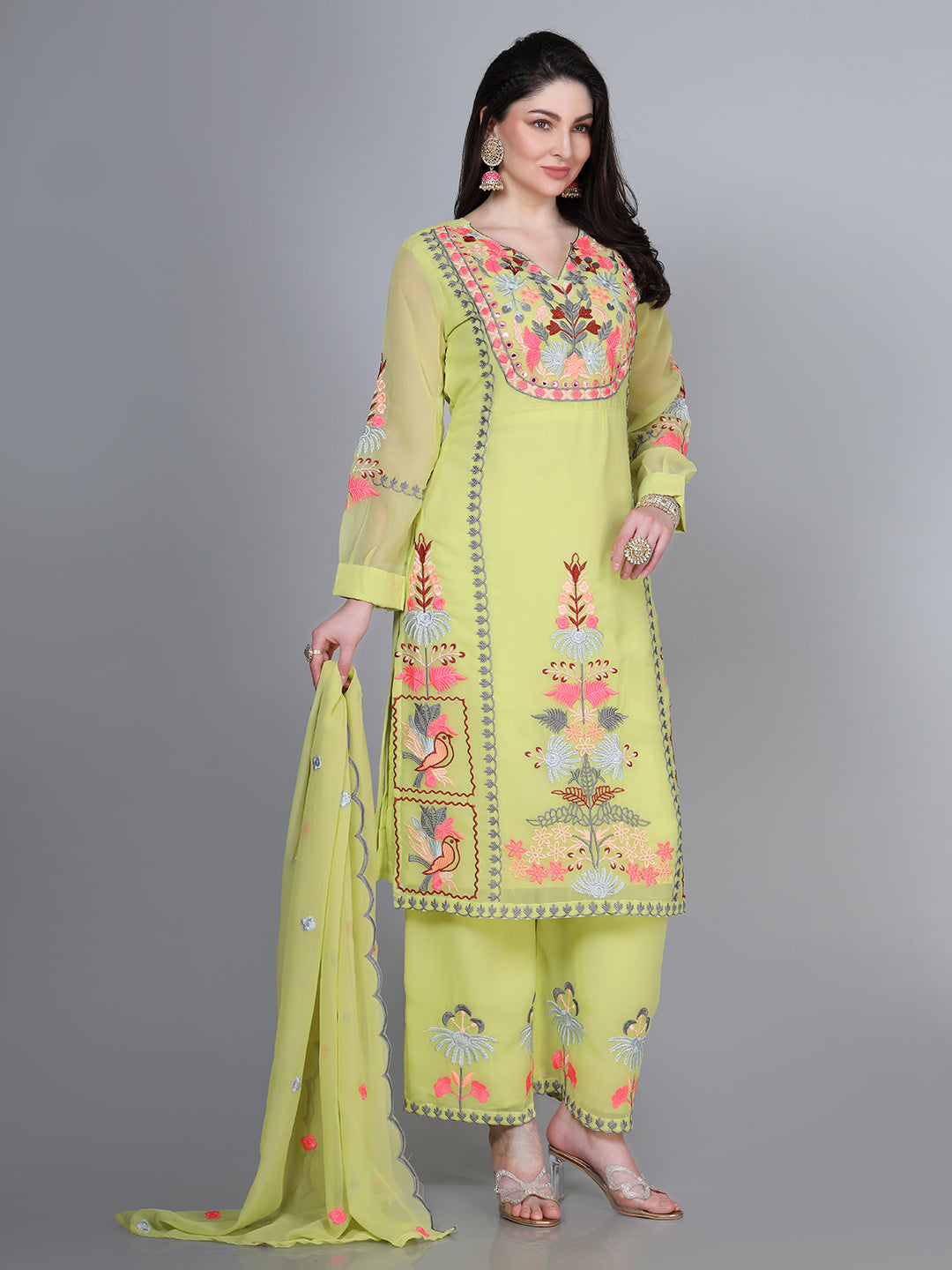 Laxis Printed Kurta Palazzo Set with Dupatta Set