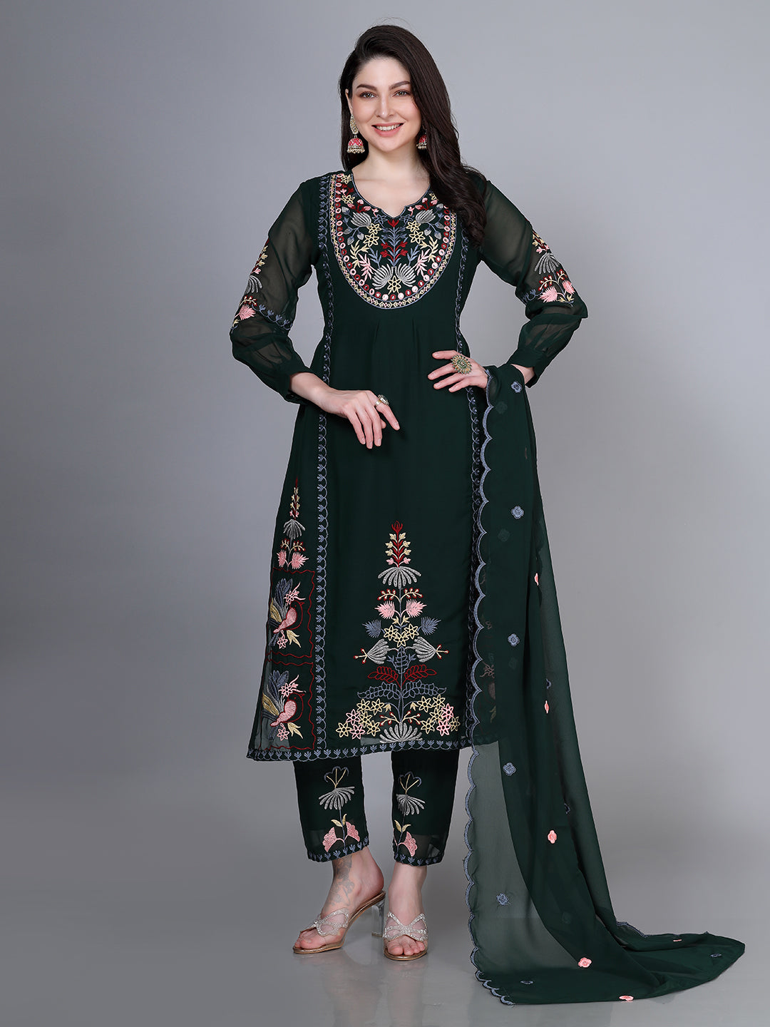 Laxis Printed Kurta Palazzo Set with Dupatta Set