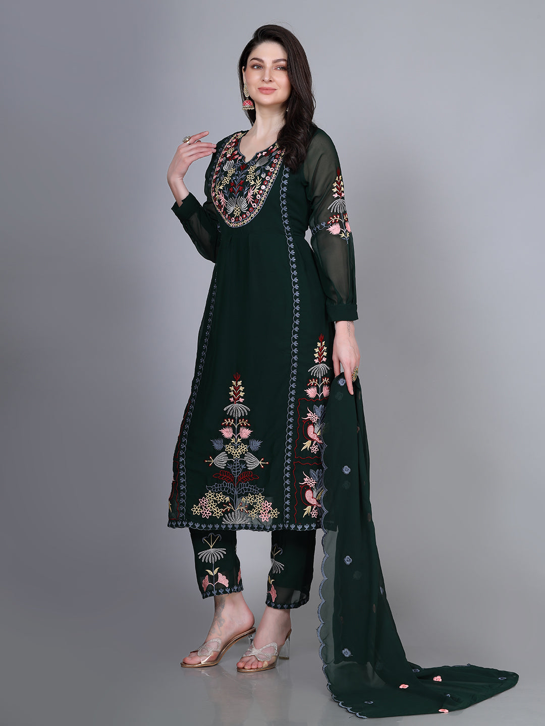 Laxis Printed Kurta Palazzo Set with Dupatta Set