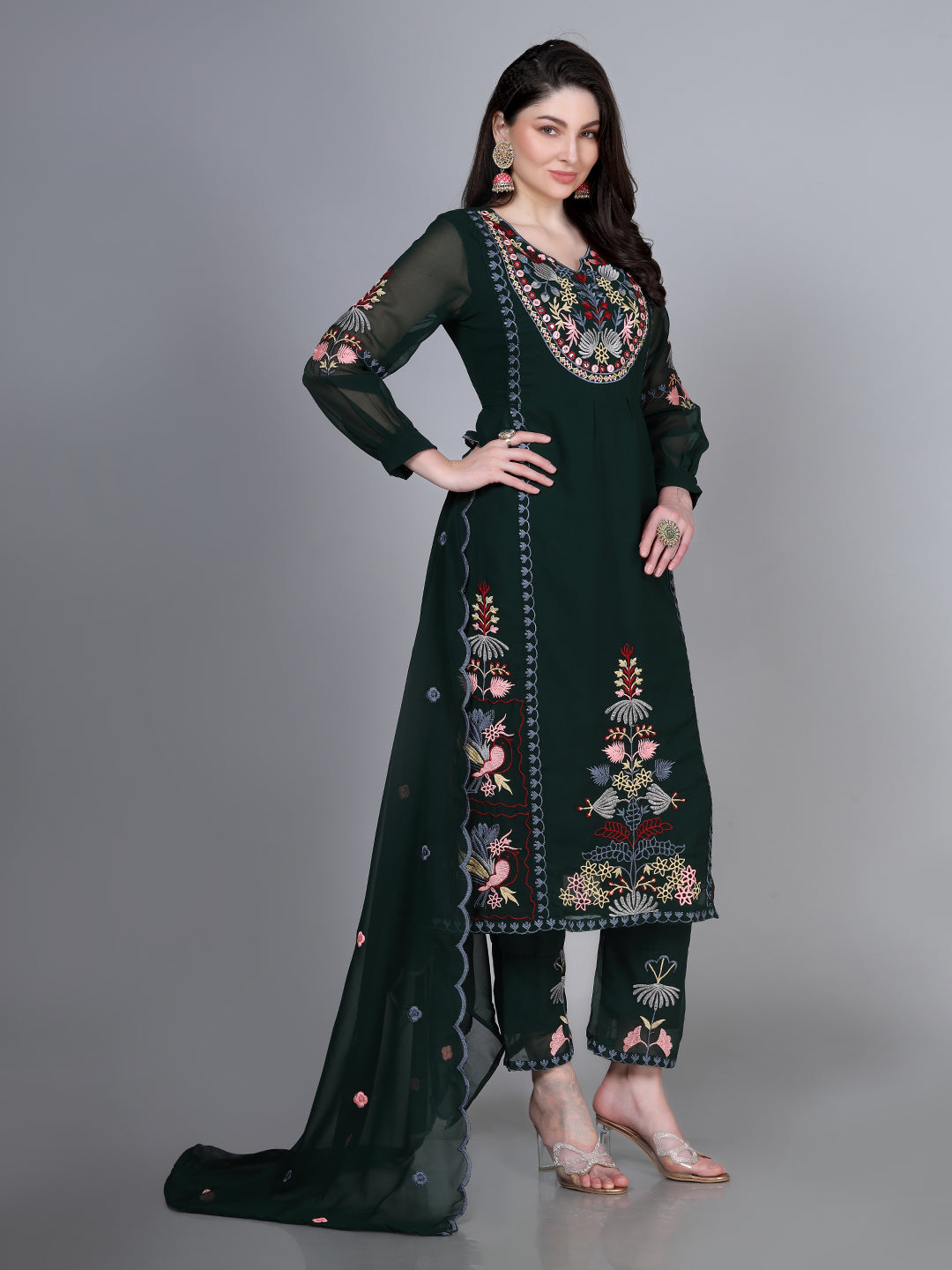 Laxis Printed Kurta Palazzo Set with Dupatta Set