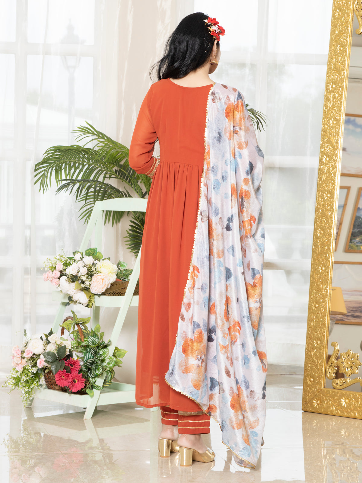 Laxis Printed Chinon Dupatta Set for Women