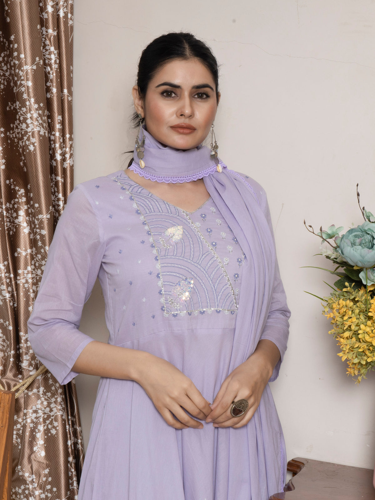 Laxis Pure Cotton Kurti with Bottom and Dupatta Set