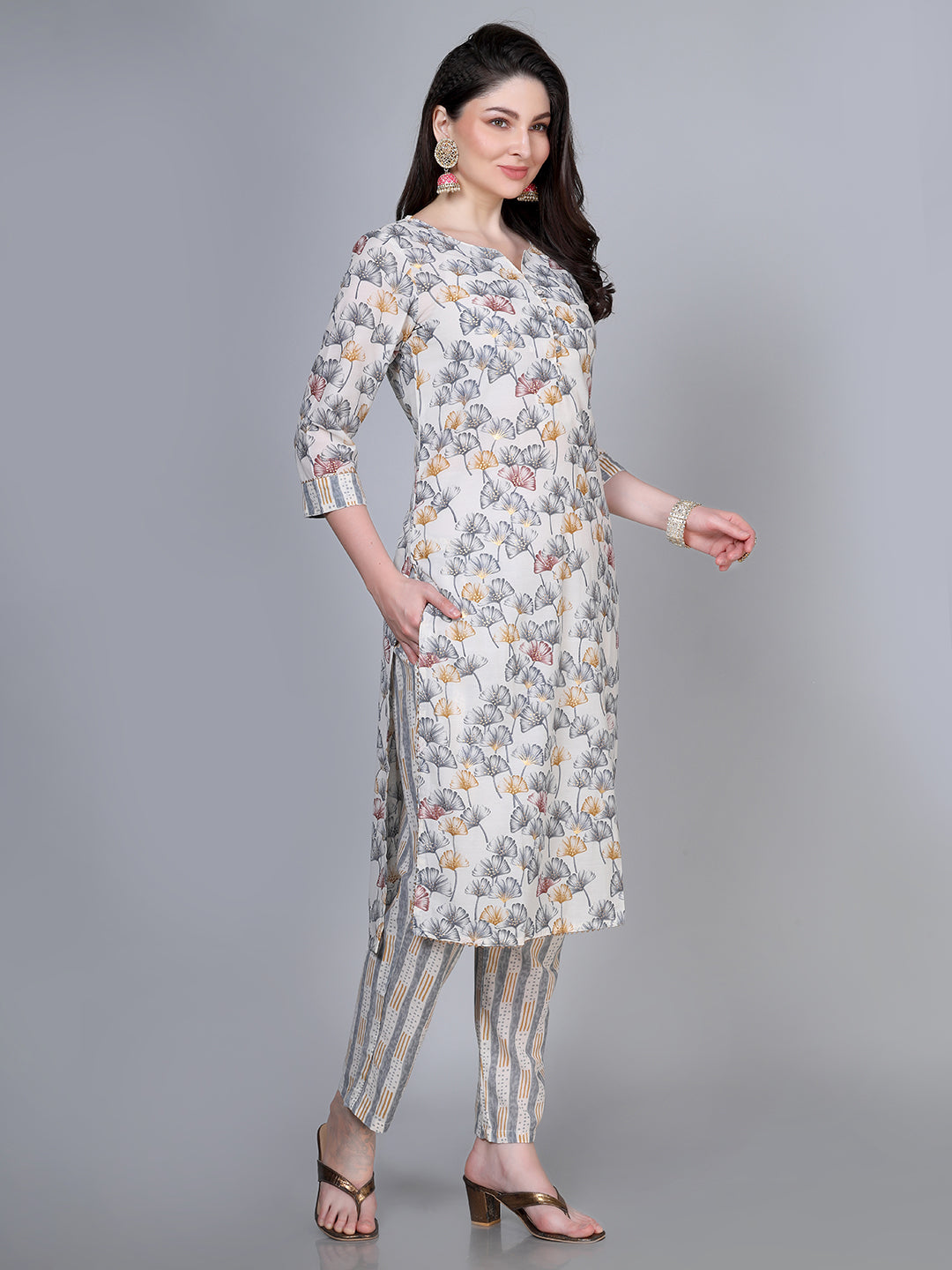 Laxis Embroidered Printed Kurta Pant with Dupatta set