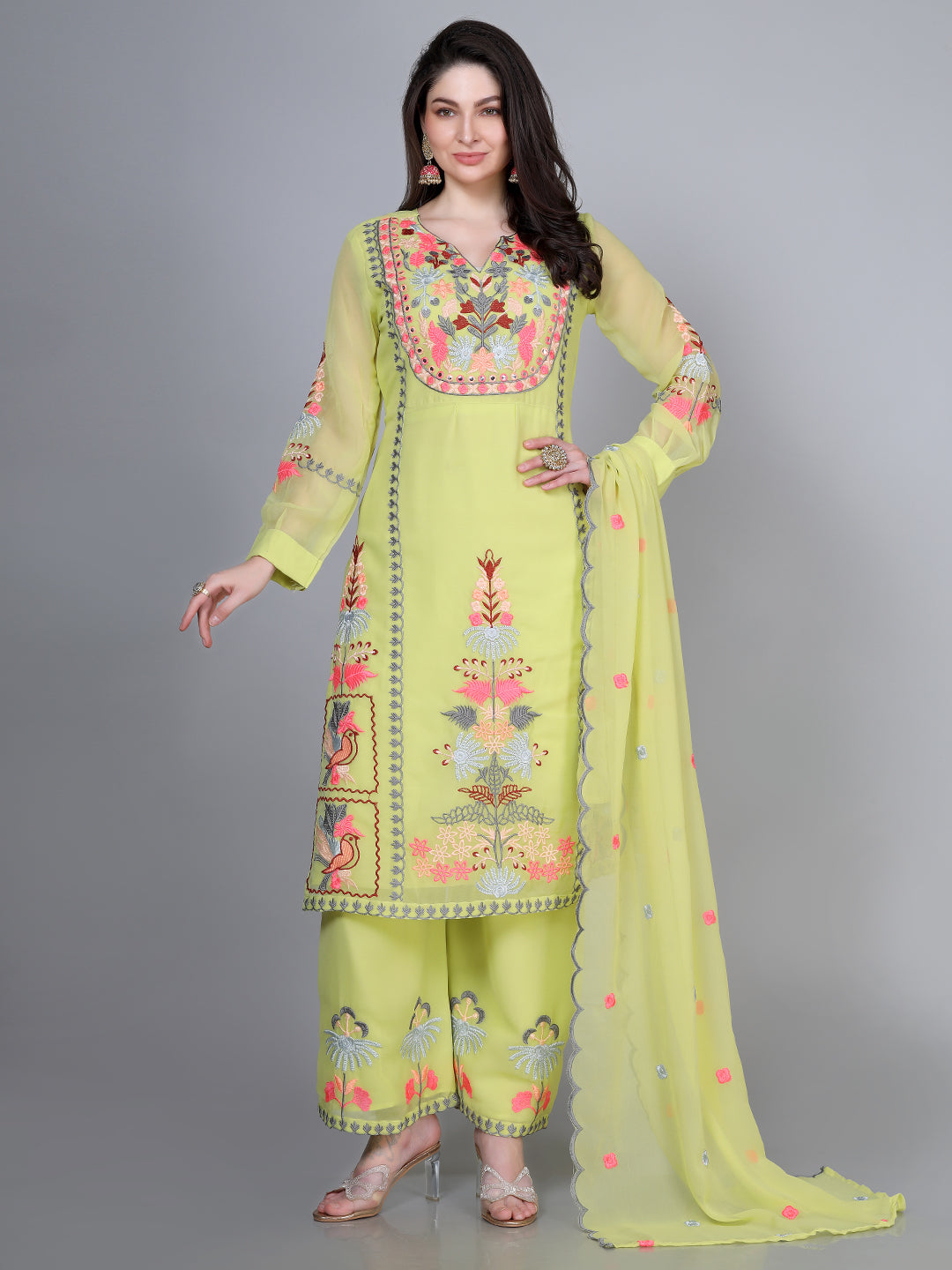 Laxis Printed Kurta Palazzo Set with Dupatta Set