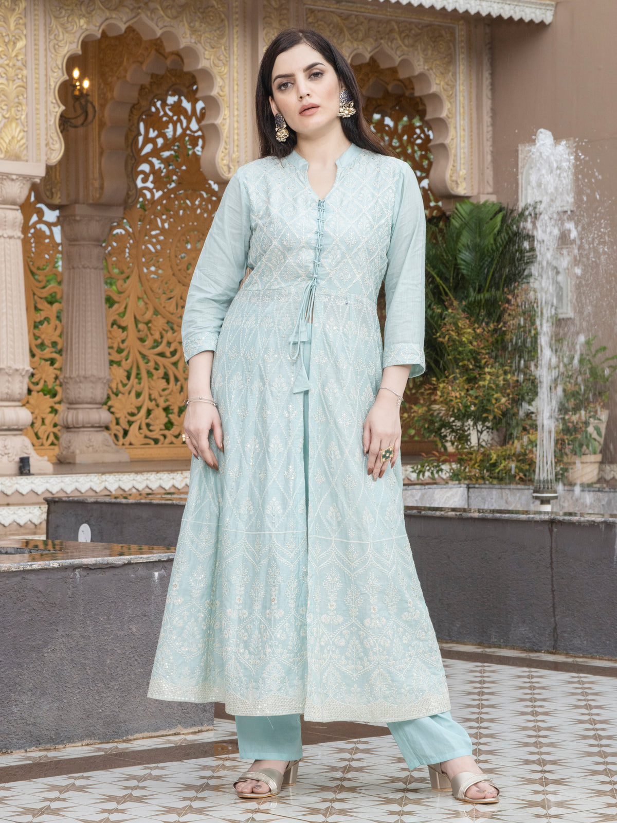 Laxis Pure Cotton Elegant Anarkali Top with Pant