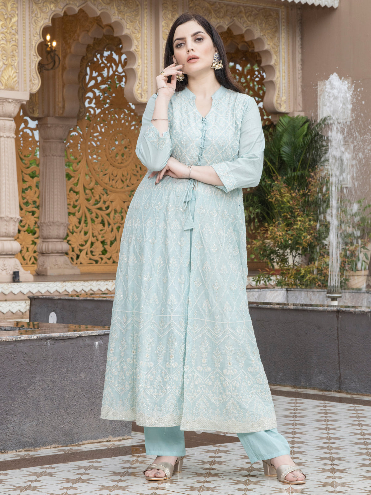 Laxis Pure Cotton Elegant Anarkali Top with Pant