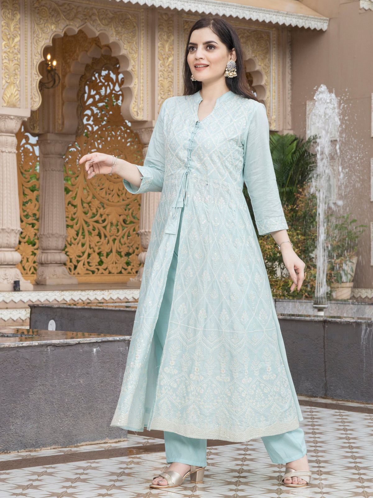 Laxis Pure Cotton Elegant Anarkali Top with Pant