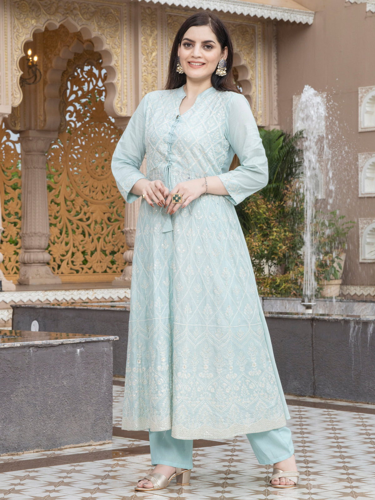 Laxis Pure Cotton Elegant Anarkali Top with Pant