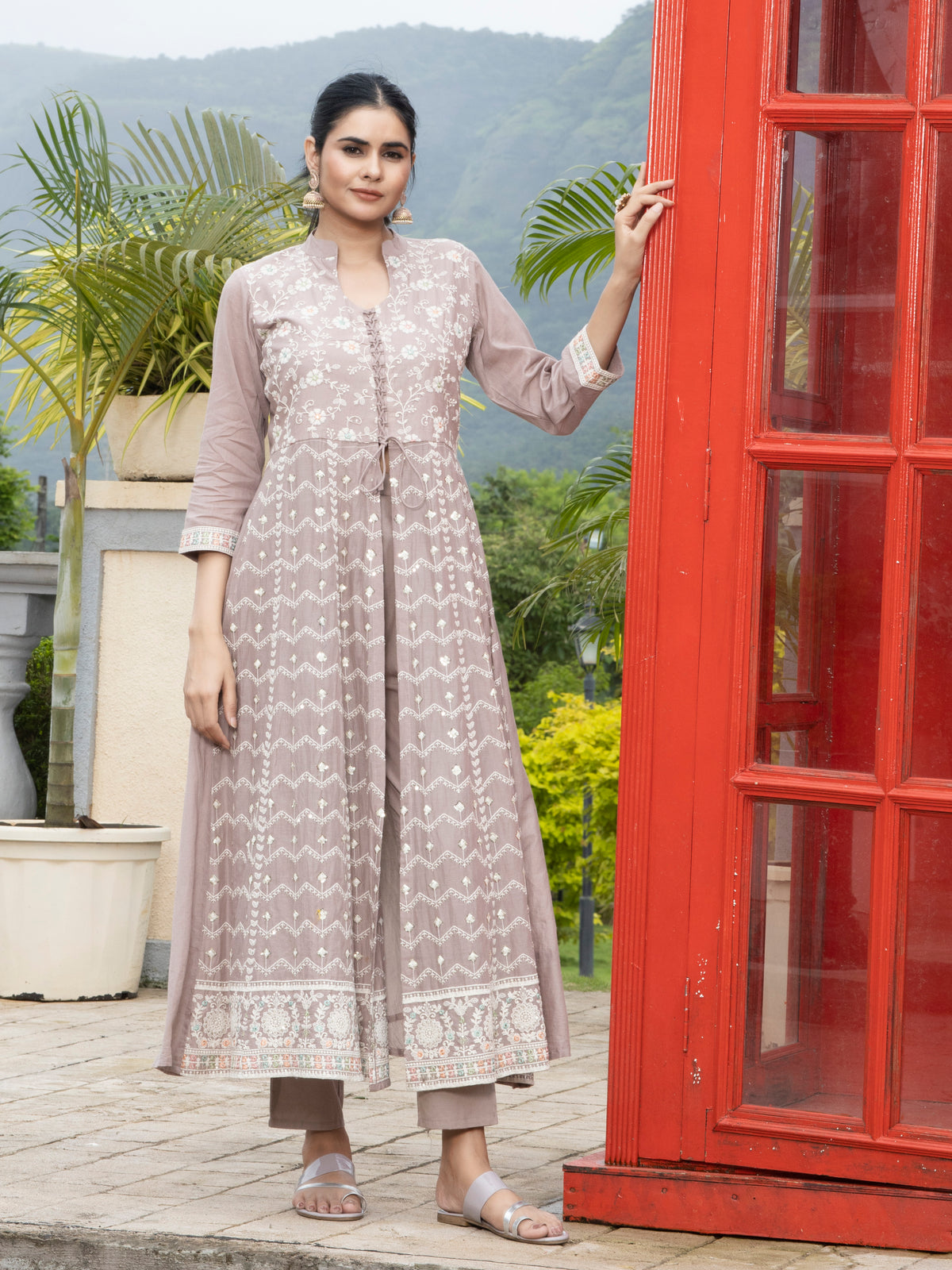 Laxis Pure Cotton Anarkali Top with Pant Kurti