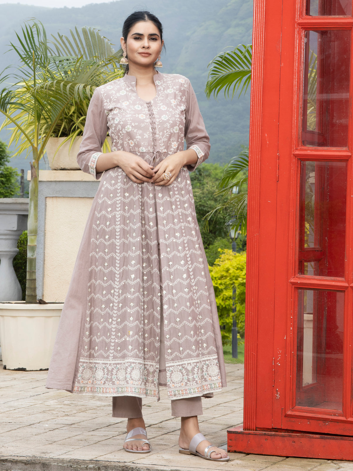 Laxis Pure Cotton Anarkali Top with Pant Kurti