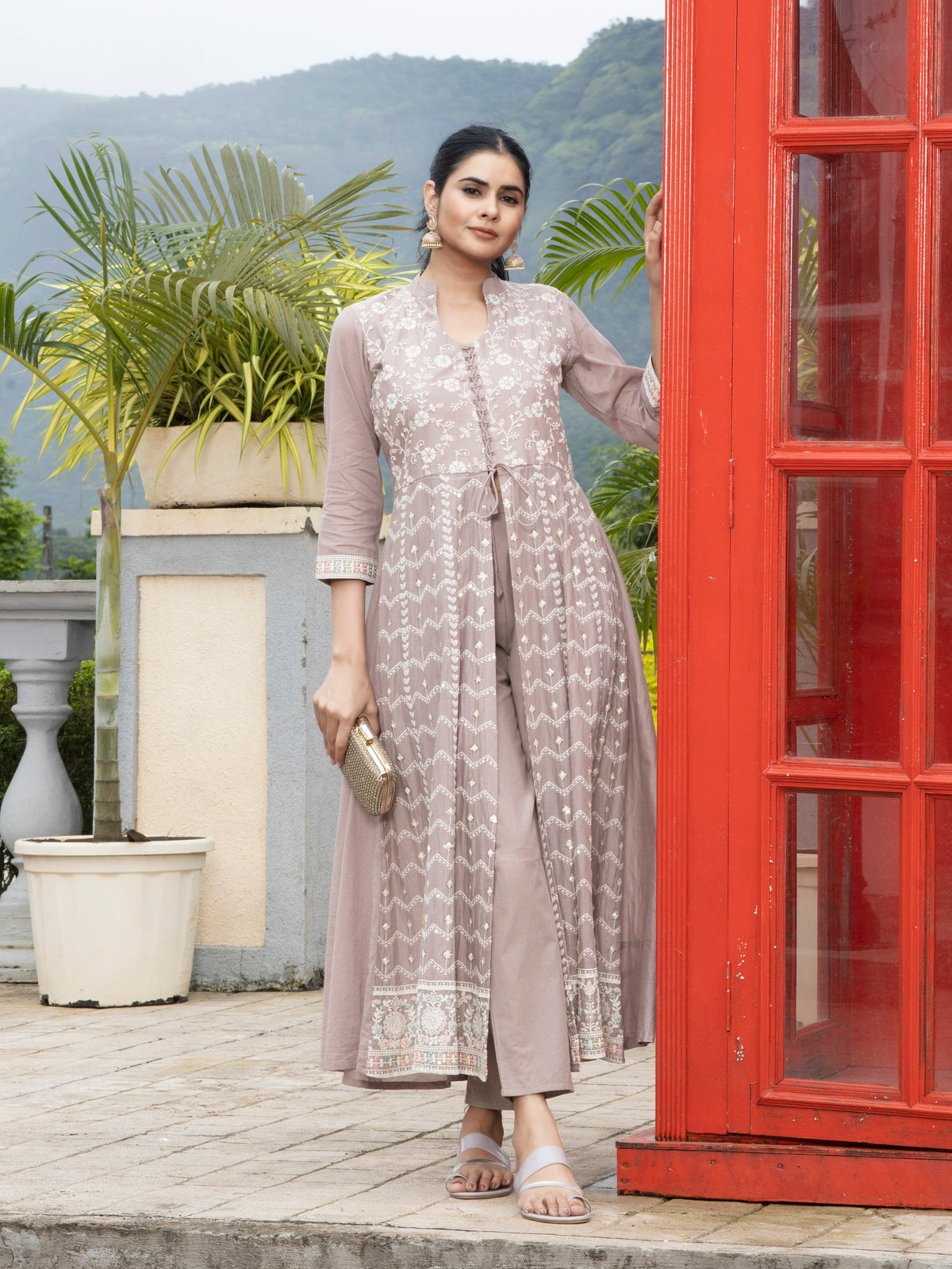 Laxis Pure Cotton Anarkali Top with Pant Kurti