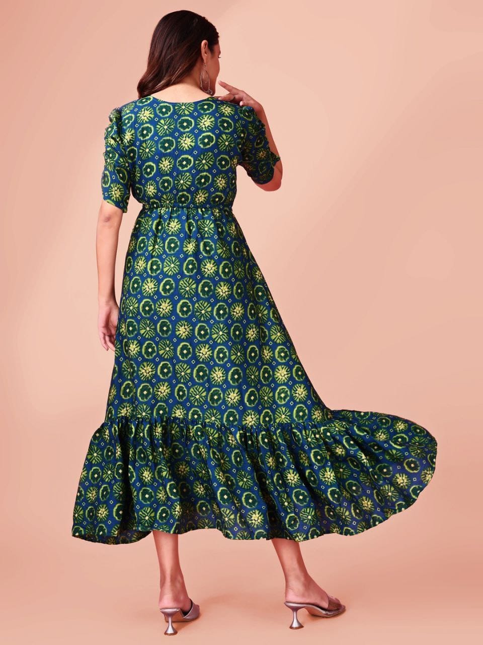 Woman fancy Gotta pati printed dress