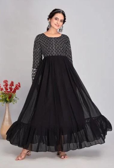 Embroidered Black Anarkali Gown