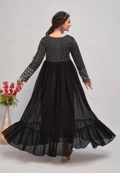 Embroidered Black Anarkali Gown